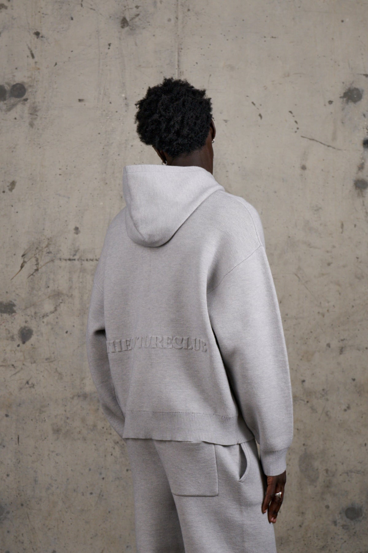 COMPACT KNIT COPYRIGHT HOODIE - GREY