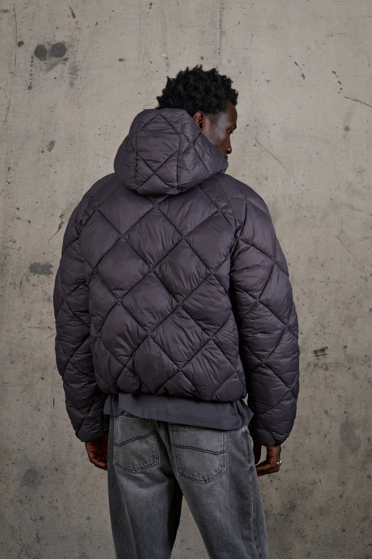 REVERSIBLE PUFFER COAT - CHARCOAL