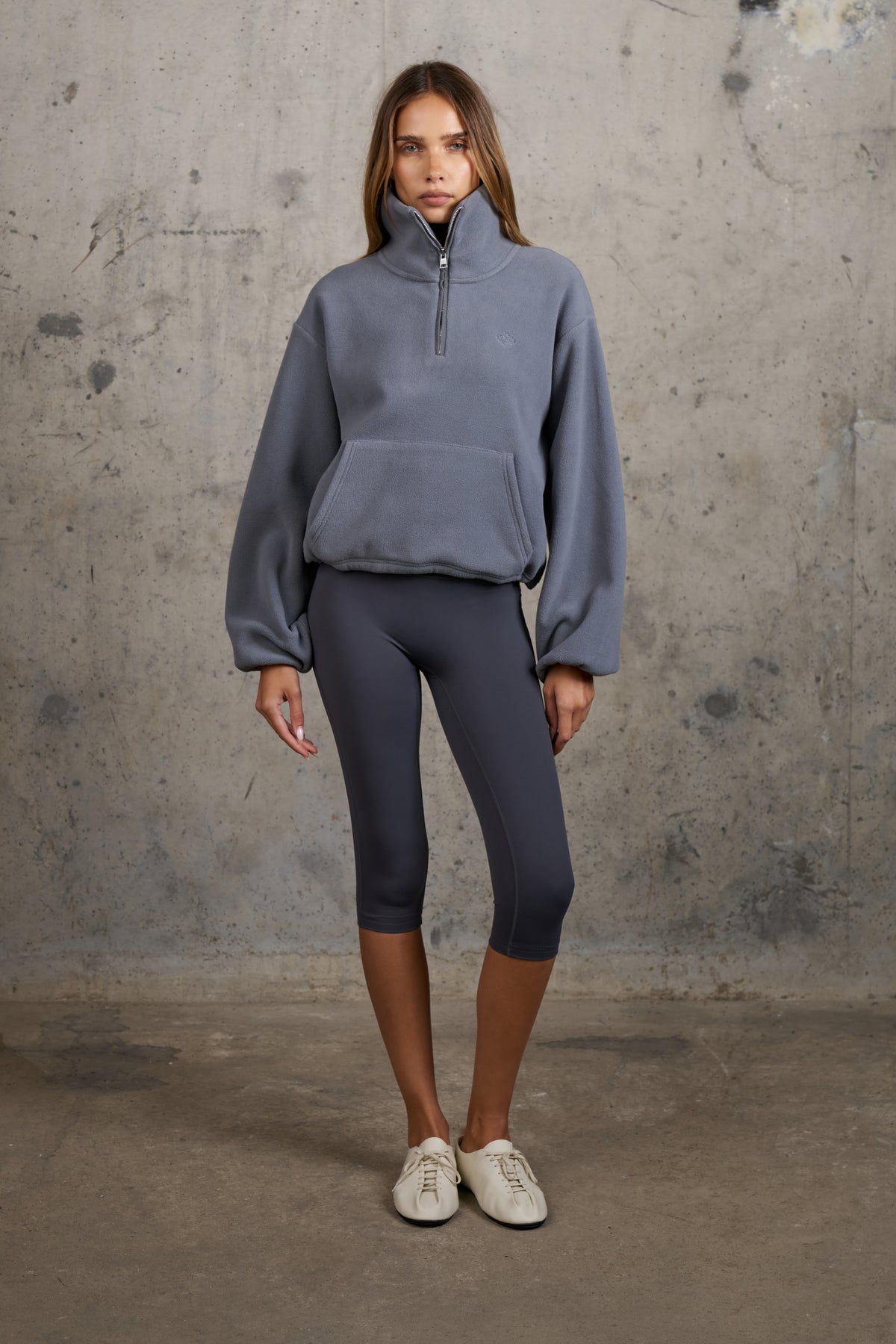 COMPACT FLEECE QUARTER ZIP - GRAPHITE