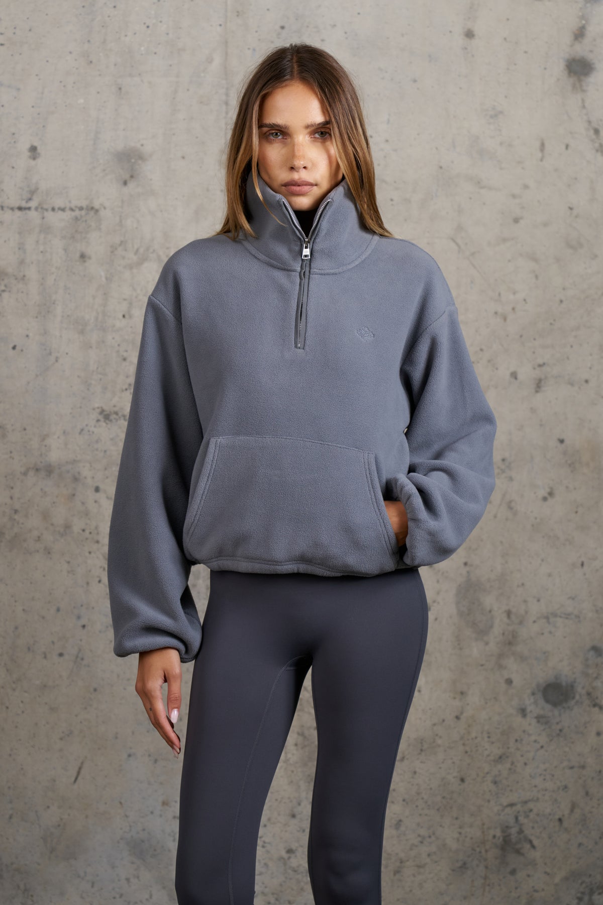 COMPACT FLEECE QUARTER ZIP - GRAPHITE