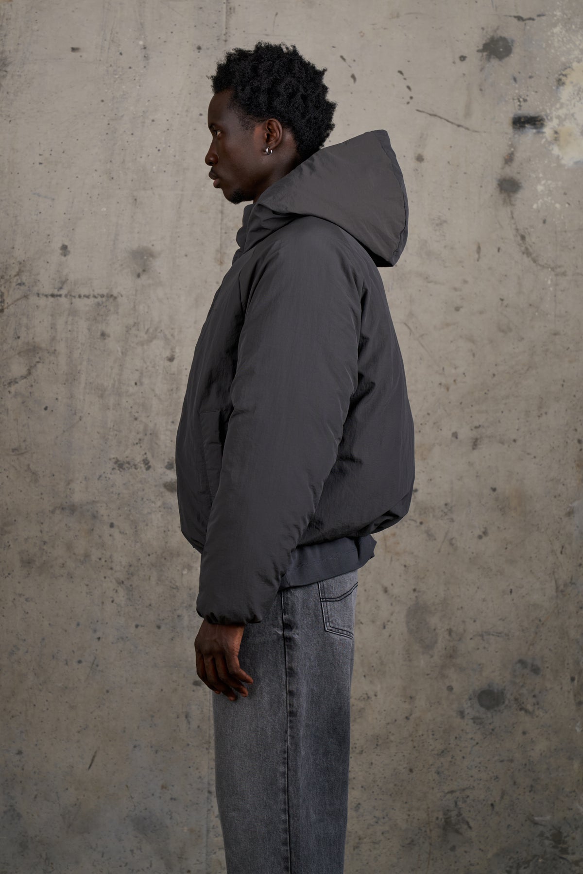REVERSIBLE PUFFER COAT - CHARCOAL