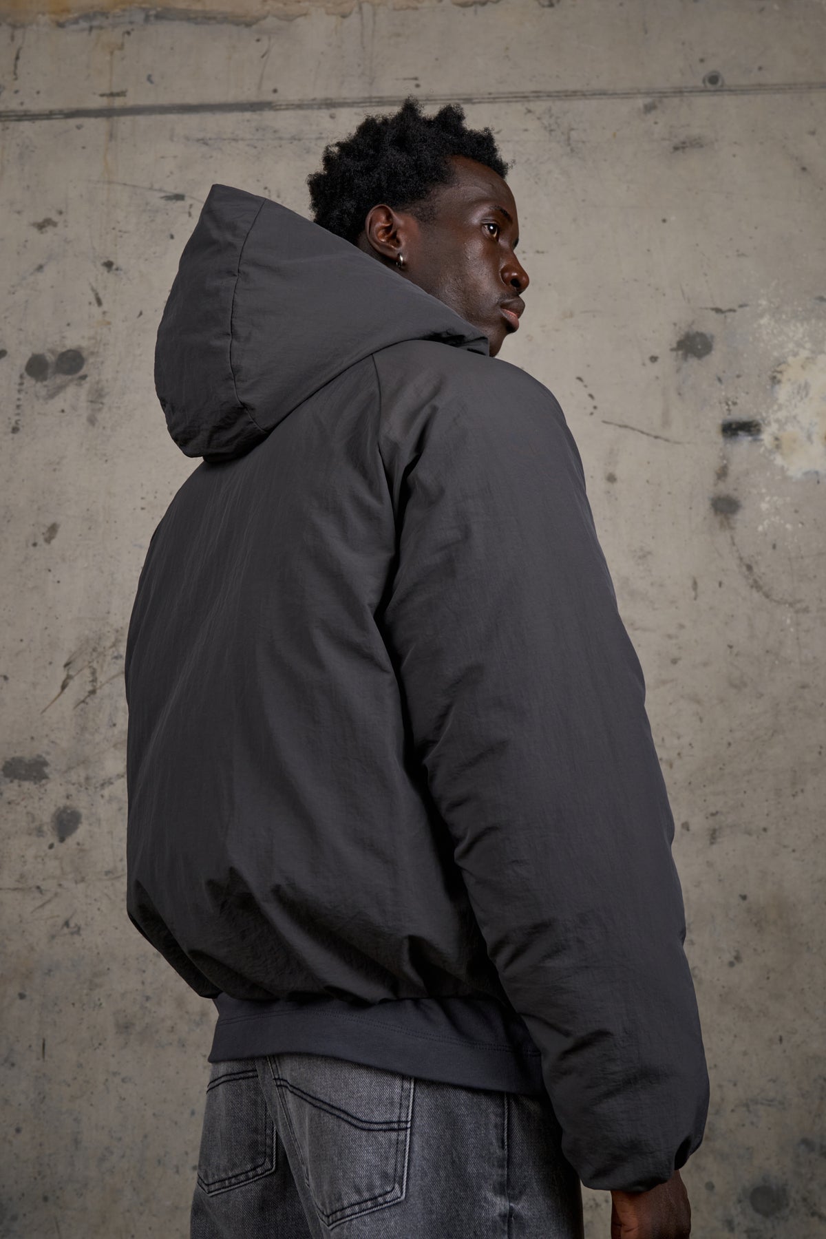 REVERSIBLE PUFFER COAT - CHARCOAL