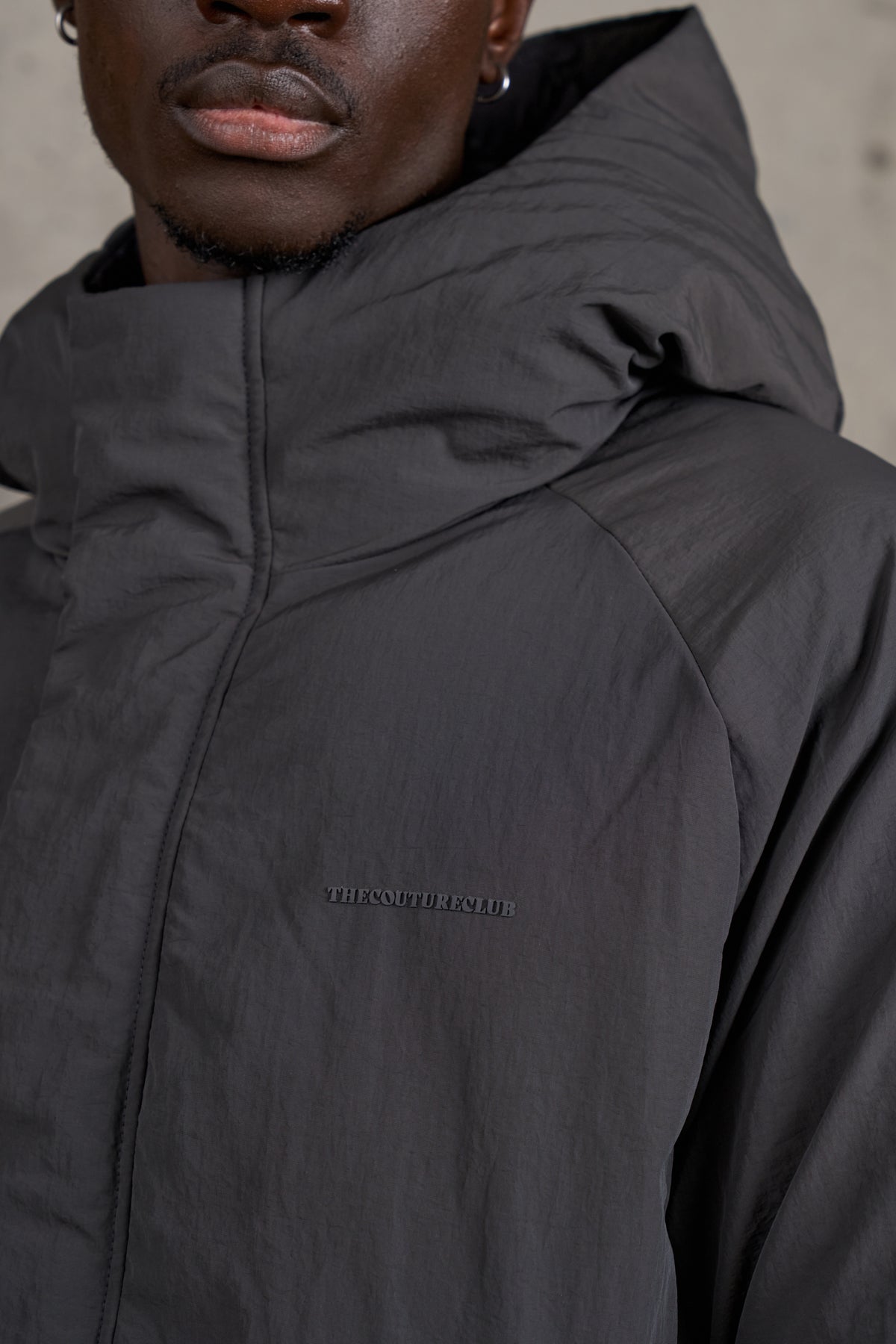REVERSIBLE PUFFER COAT - CHARCOAL