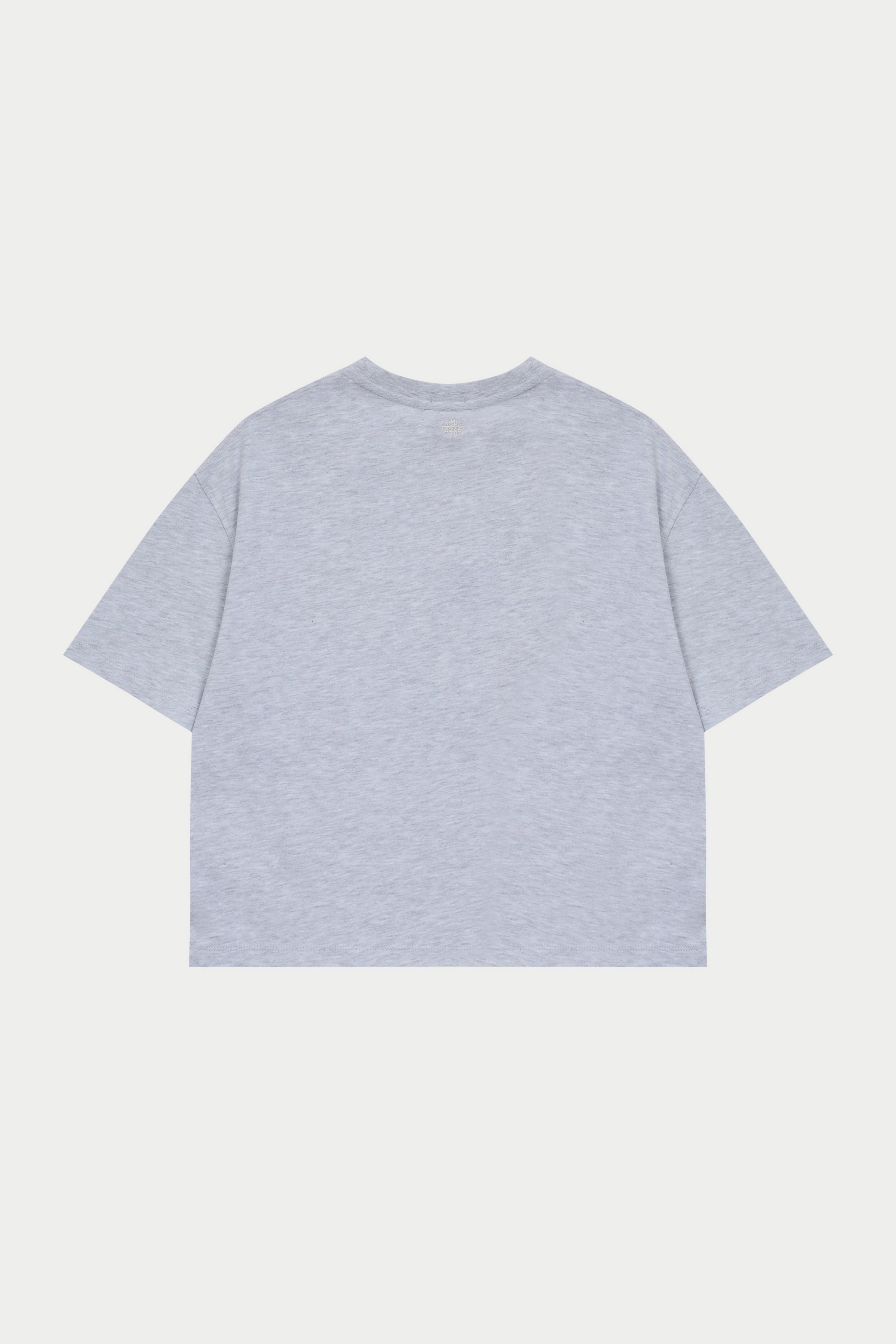 EMBROIDERED CREST T-SHIRT - GREY MARL