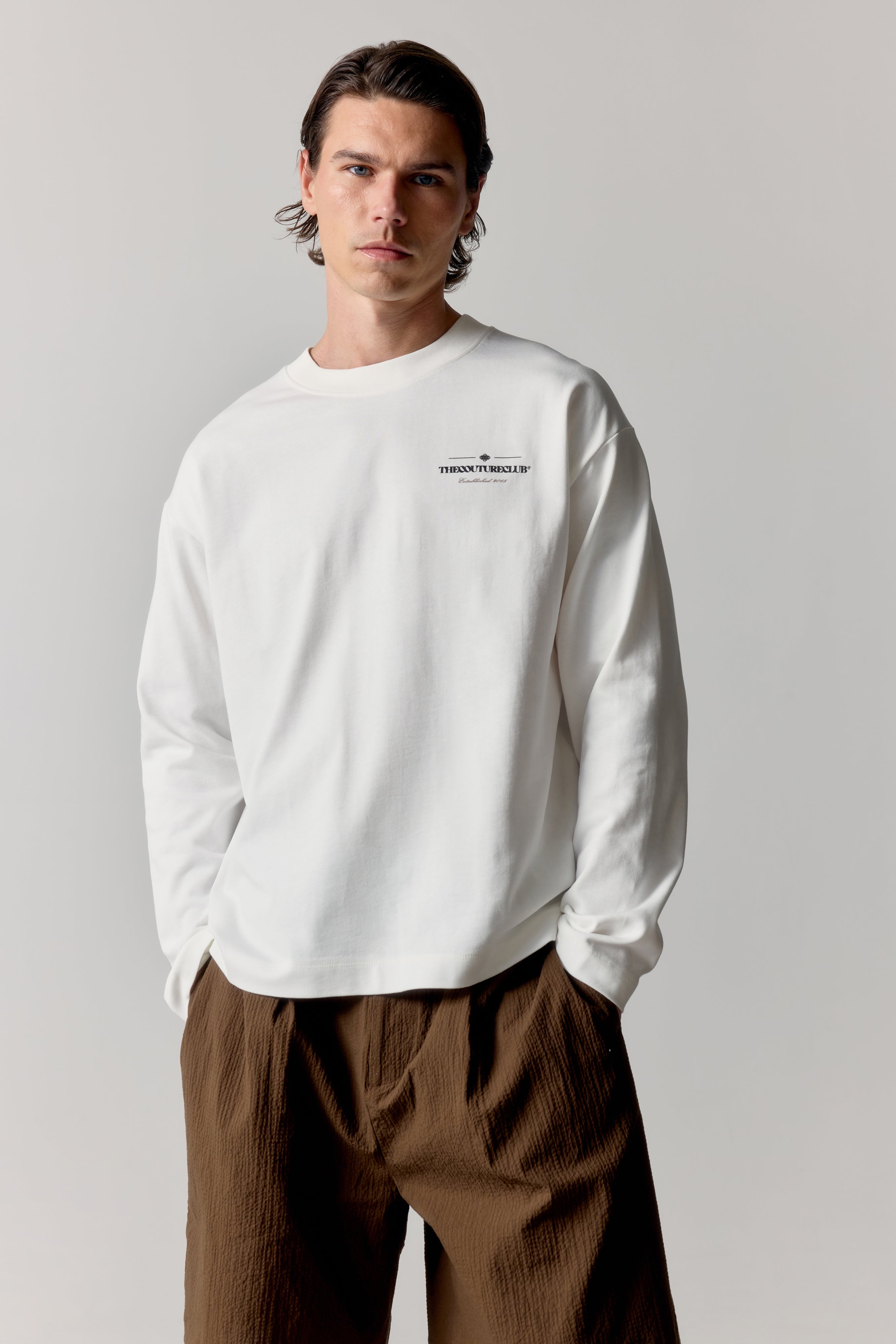 COPYRIGHT LONG SLEEVE T-SHIRT - OFF WHITE BROWN