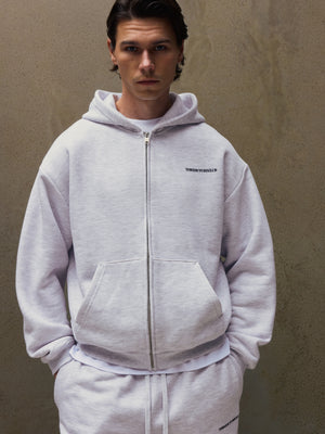 COPYRIGHT ZIP THROUGH HOODIE - GREY MARL