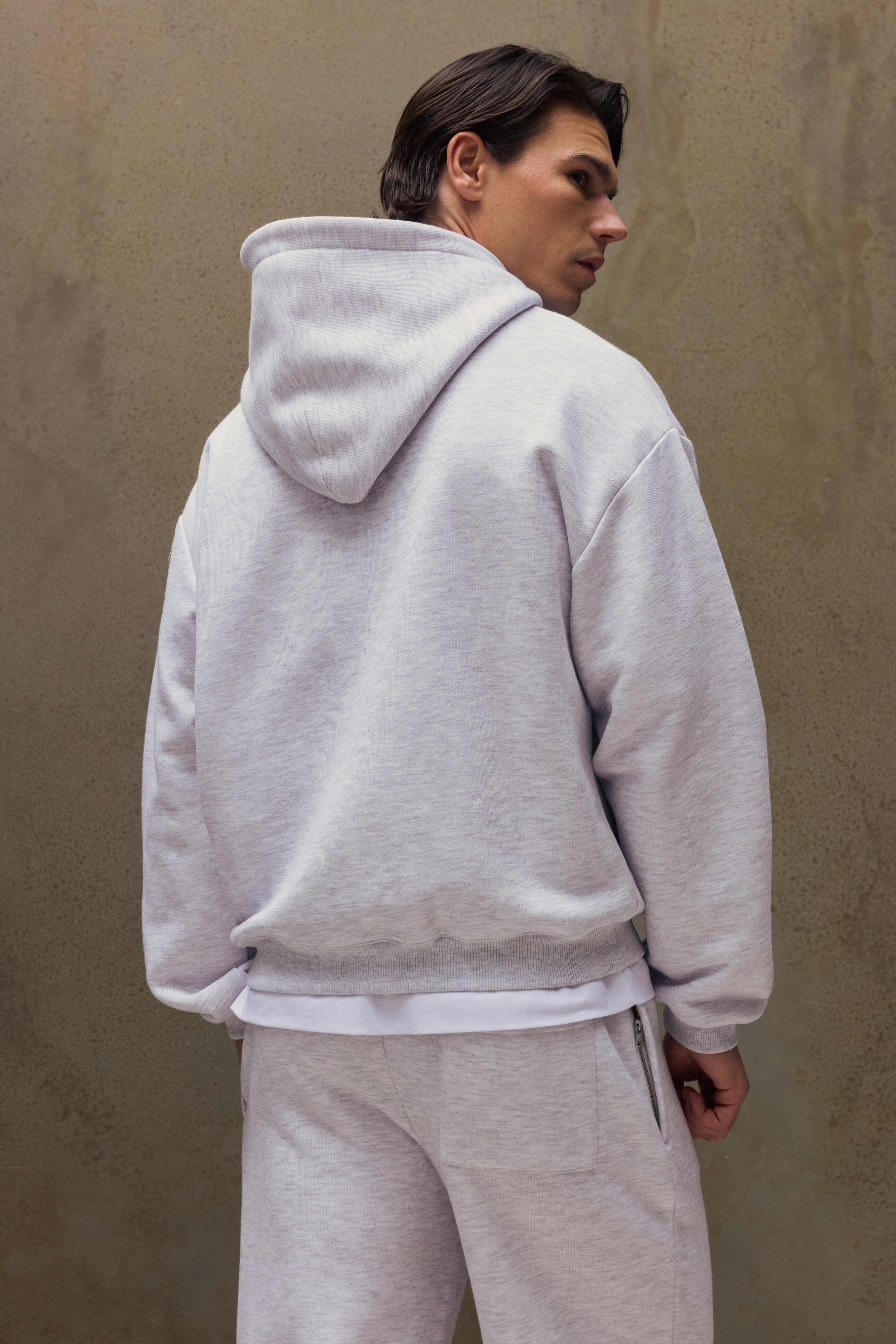 COPYRIGHT ZIP THROUGH HOODIE - GREY MARL