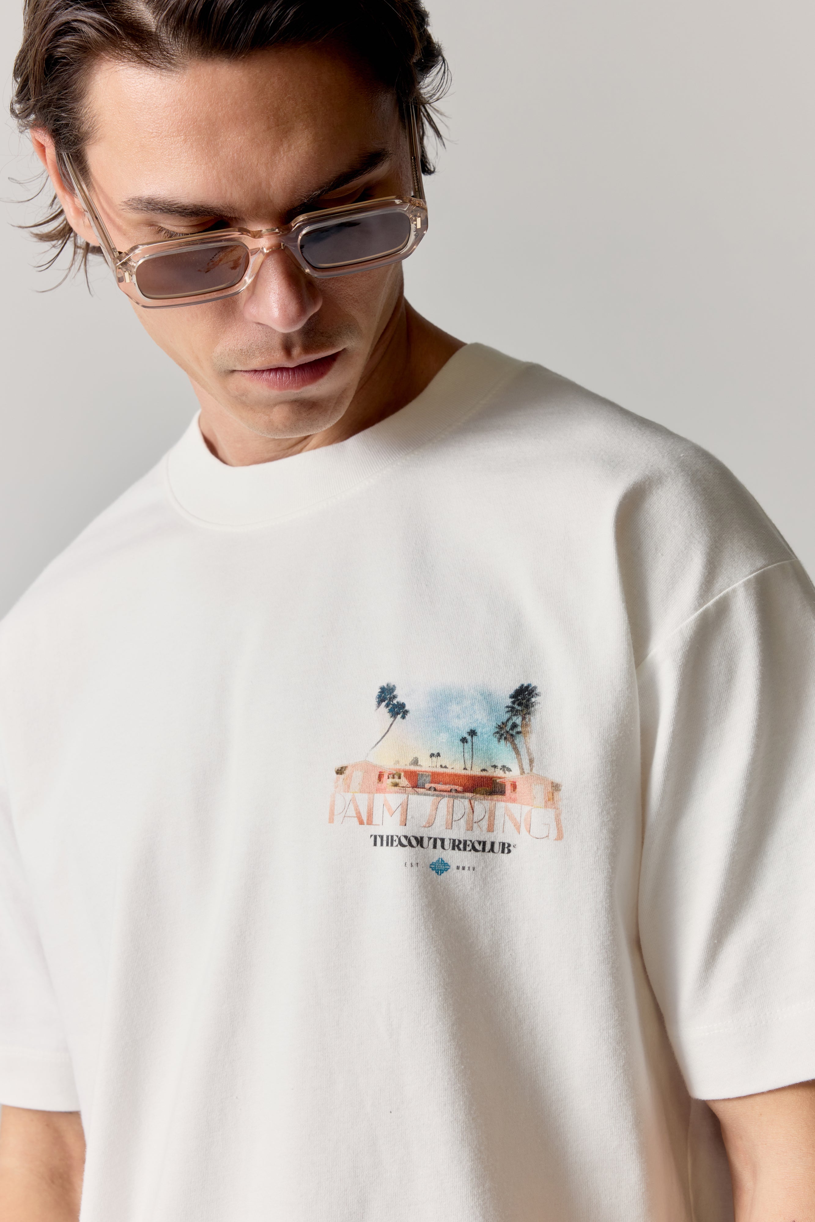 ART DECO PALM SPRINGS T-SHIRT - OFF WHITE