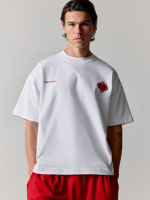 MOTION BLURRED EMBLEM T-SHIRT - RED