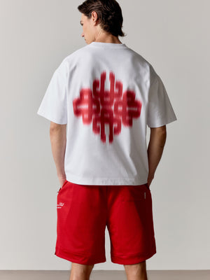 MOTION BLURRED EMBLEM T-SHIRT - RED