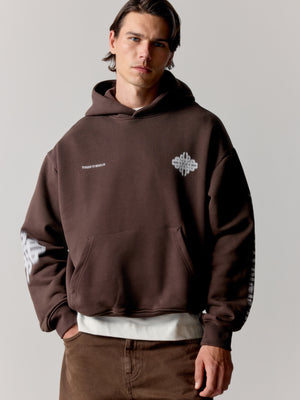 MOTION BLURRED EMBLEM HOODIE - BROWN