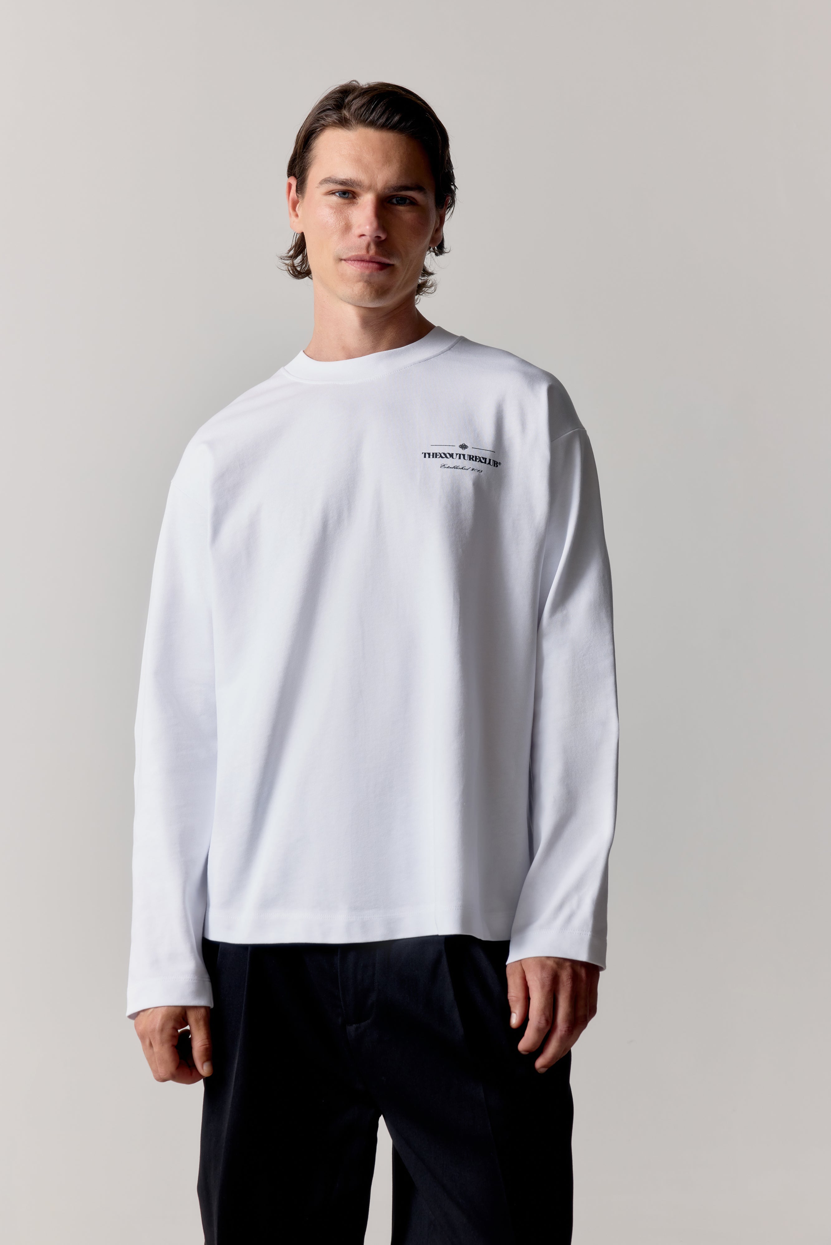 COPYRIGHT LONG SLEEVE T-SHIRT - WHITE BLACK
