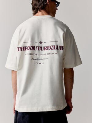 COPYRIGHT MULTI GRAPHIC T-SHIRT - OFF WHITE BURGUNDY
