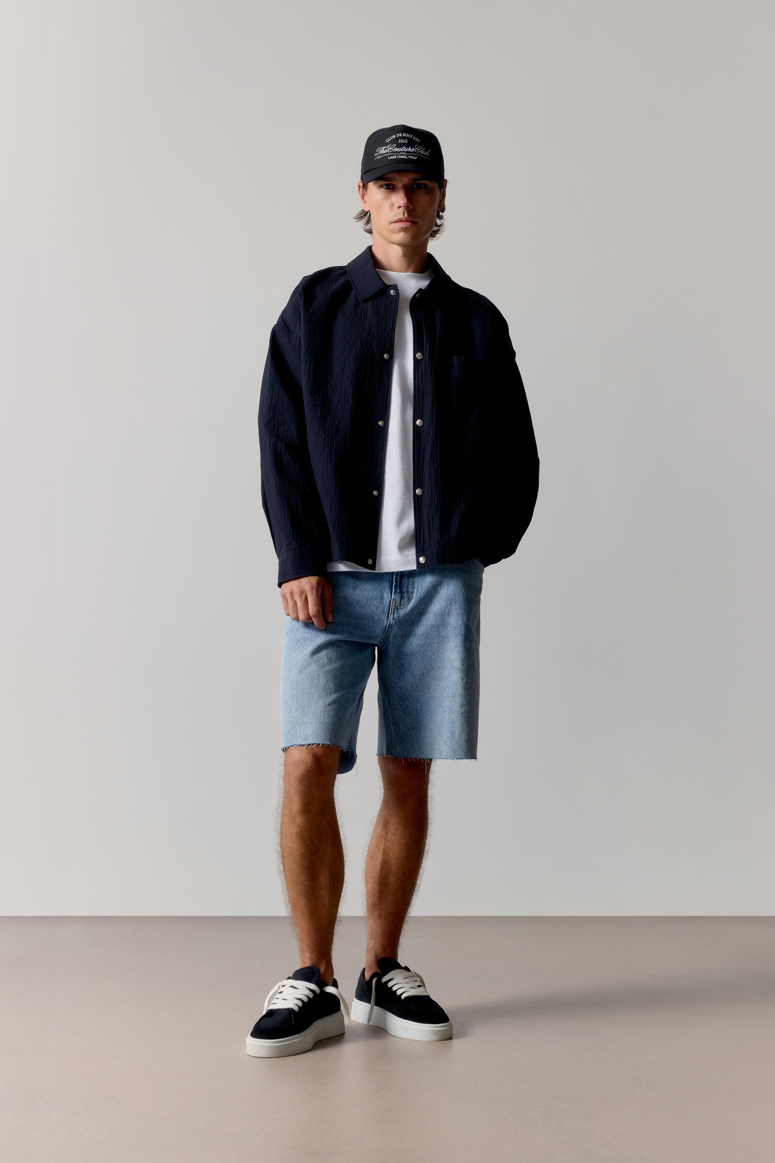 TEXTURED LONG SLEEVE SHIRT - BLACK