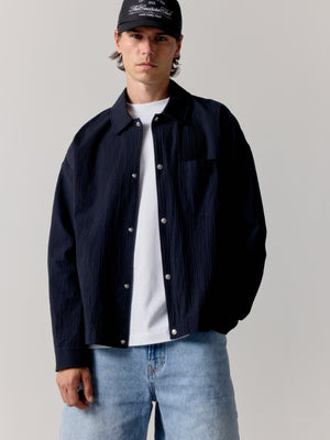 TEXTURED LONG SLEEVE SHIRT - BLACK