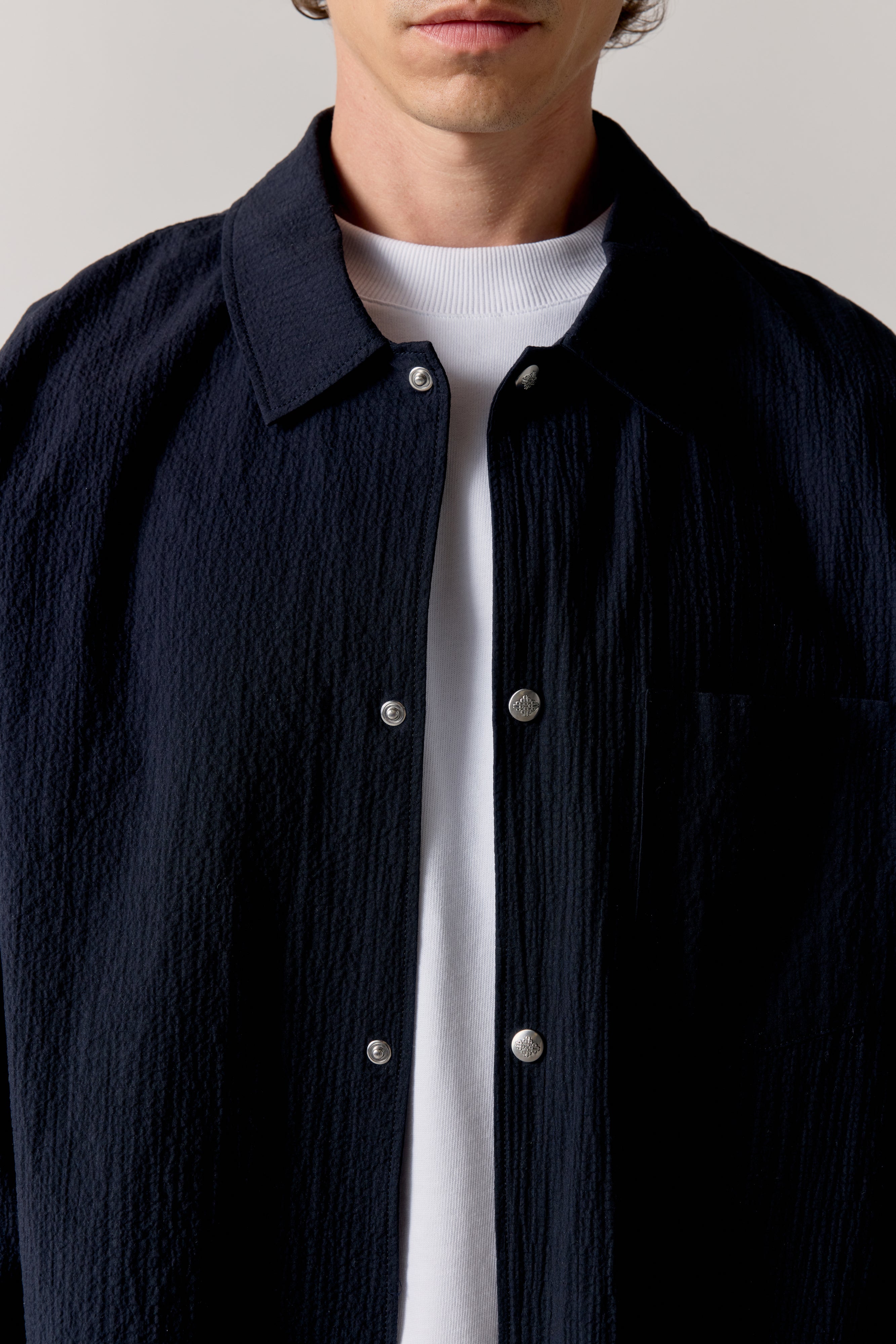 TEXTURED LONG SLEEVE SHIRT - BLACK