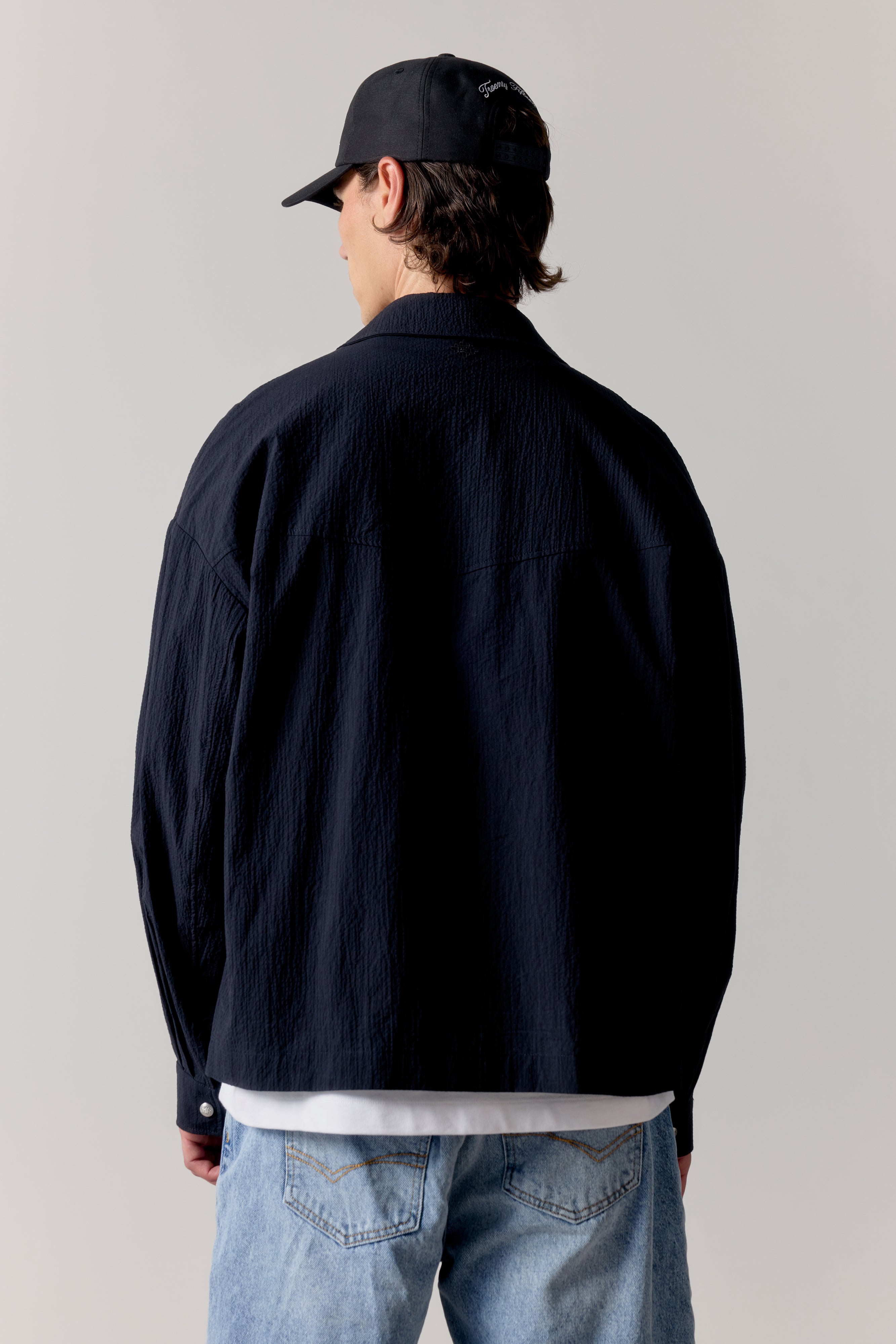 TEXTURED LONG SLEEVE SHIRT - BLACK