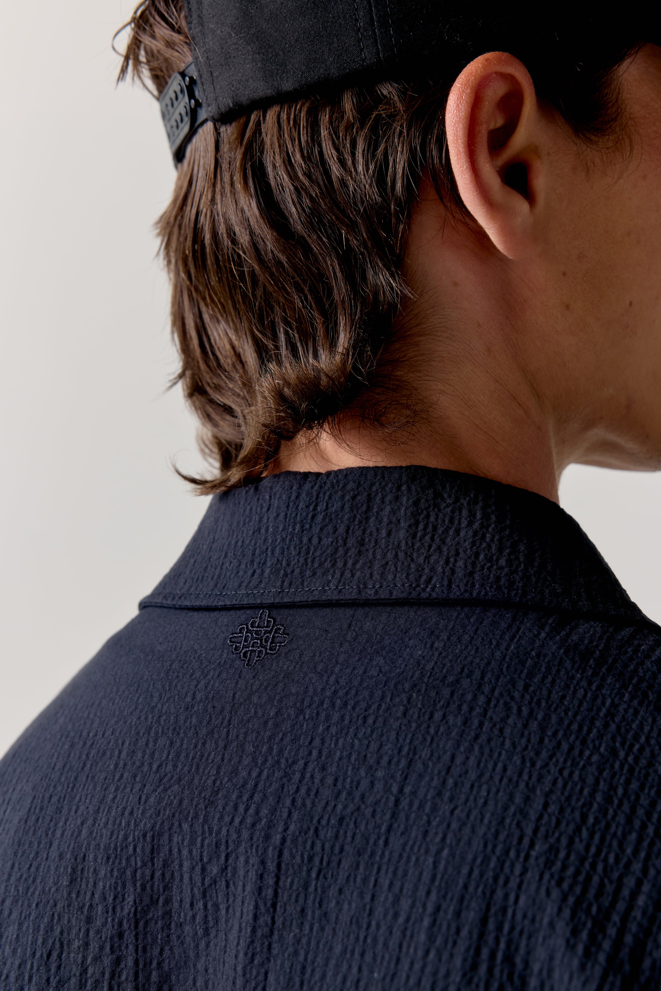 TEXTURED LONG SLEEVE SHIRT - BLACK