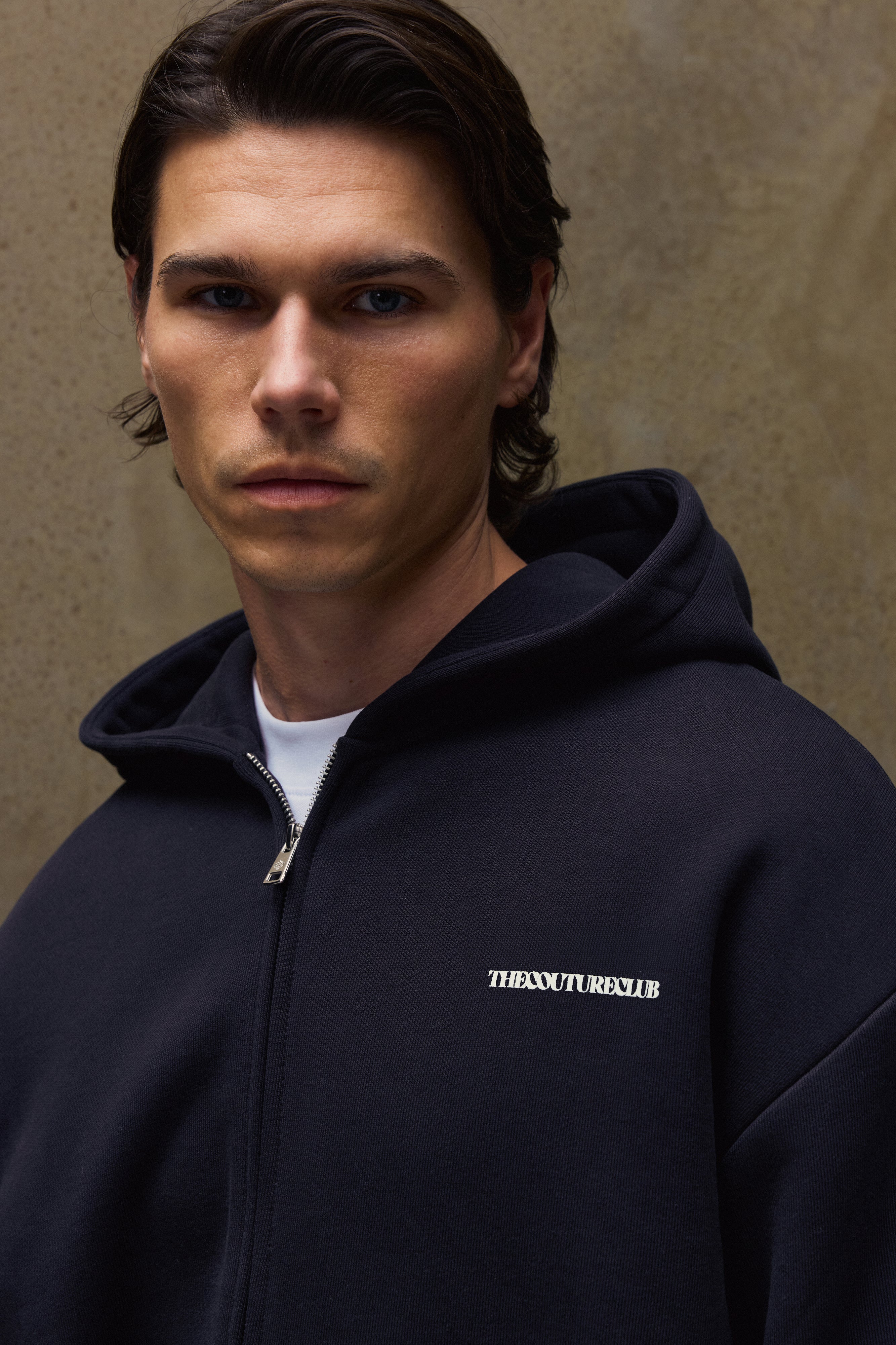COPYRIGHT ZIP THROUGH HOODIE - BLACK