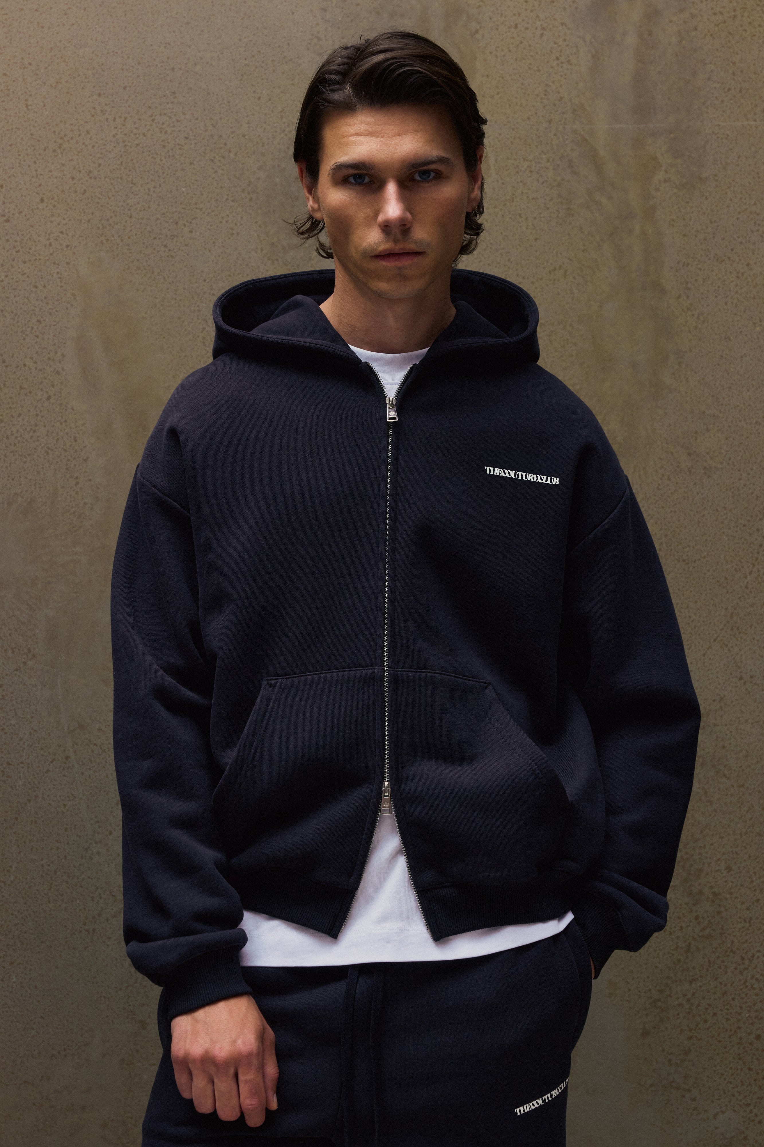 COPYRIGHT ZIP THROUGH HOODIE - BLACK