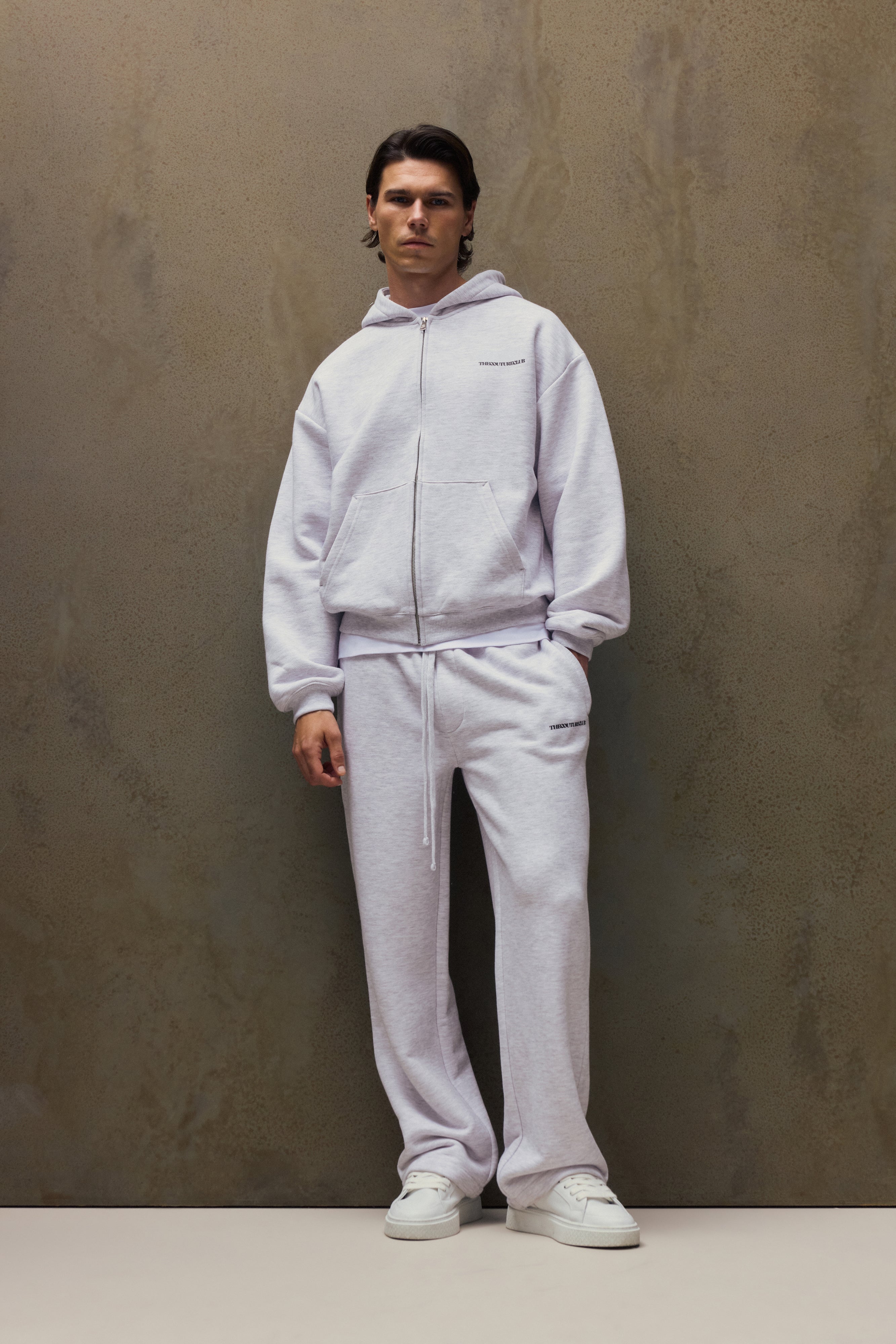 COPYRIGHT ZIP THROUGH HOODIE - GREY MARL