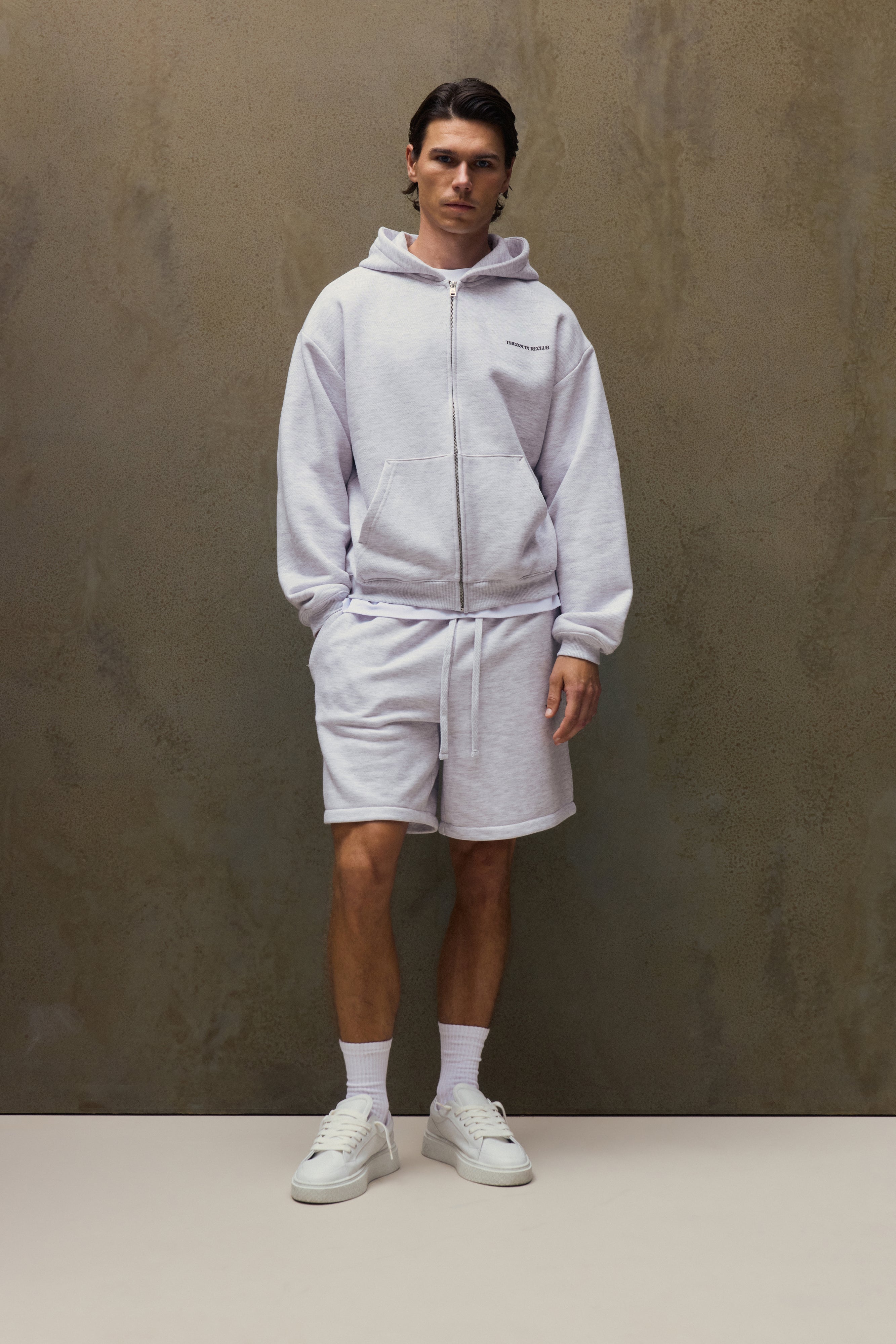 COPYRIGHT ZIP THROUGH HOODIE - GREY MARL