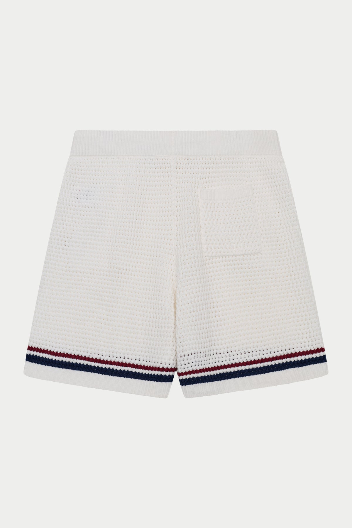 STRIPE CROCHET KNIT SHORTS - BURGUNDY