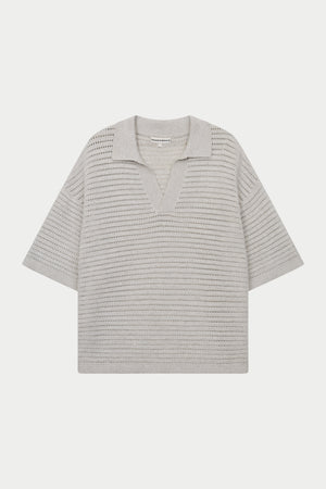 KNITTED POLO SHIRT - LIGHT GREY