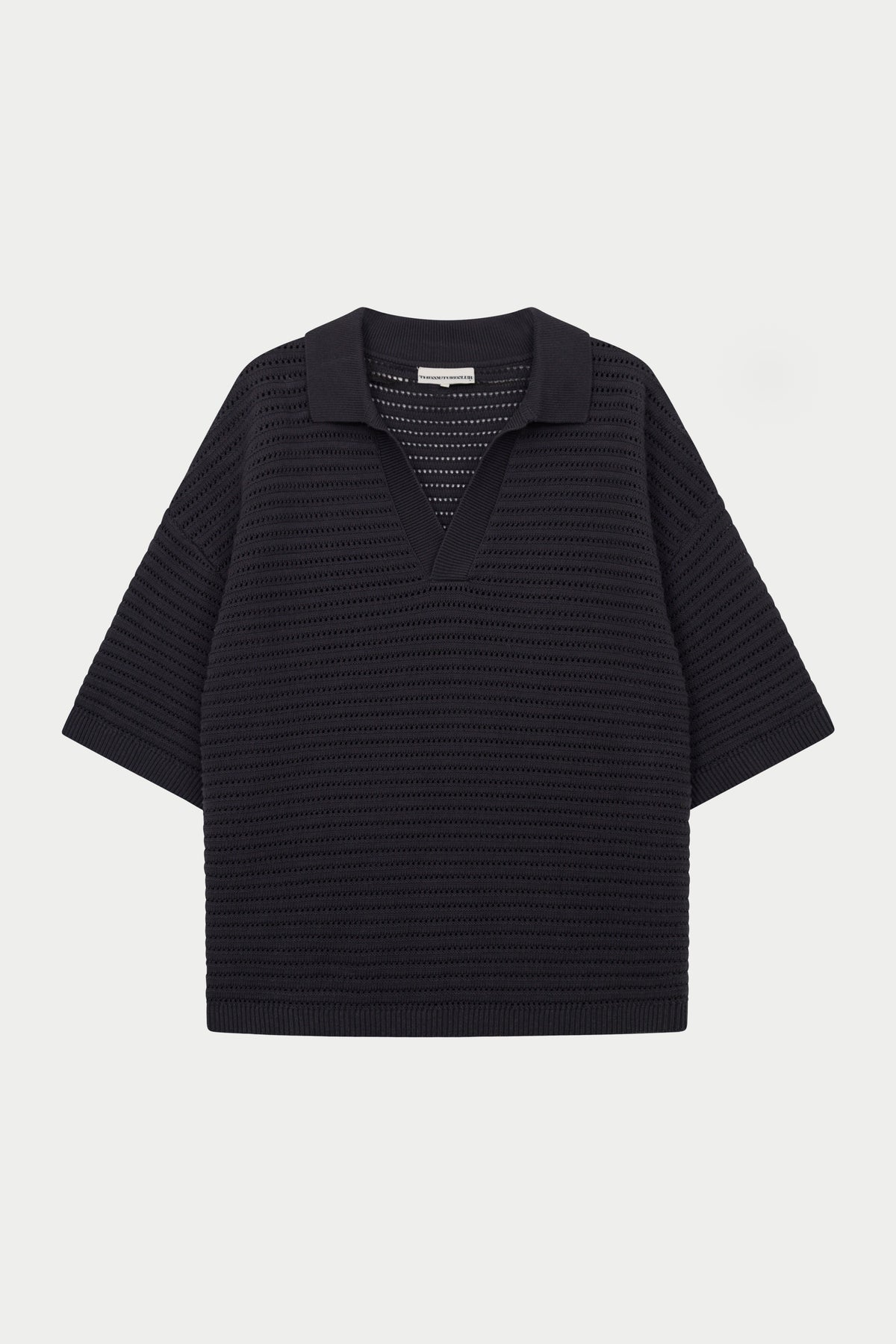 KNITTED POLO SHIRT - CHARCOAL