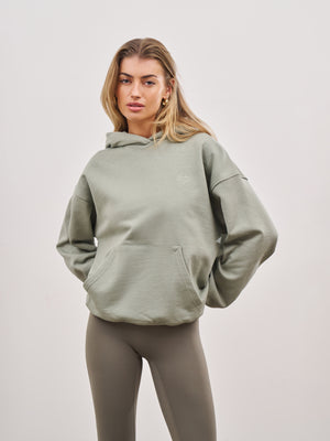 OUTLINE EMBLEM RELAXED HOODIE - SAGE