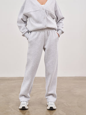 RELAXED WIDE LEG JOGGERS - GREY MARL