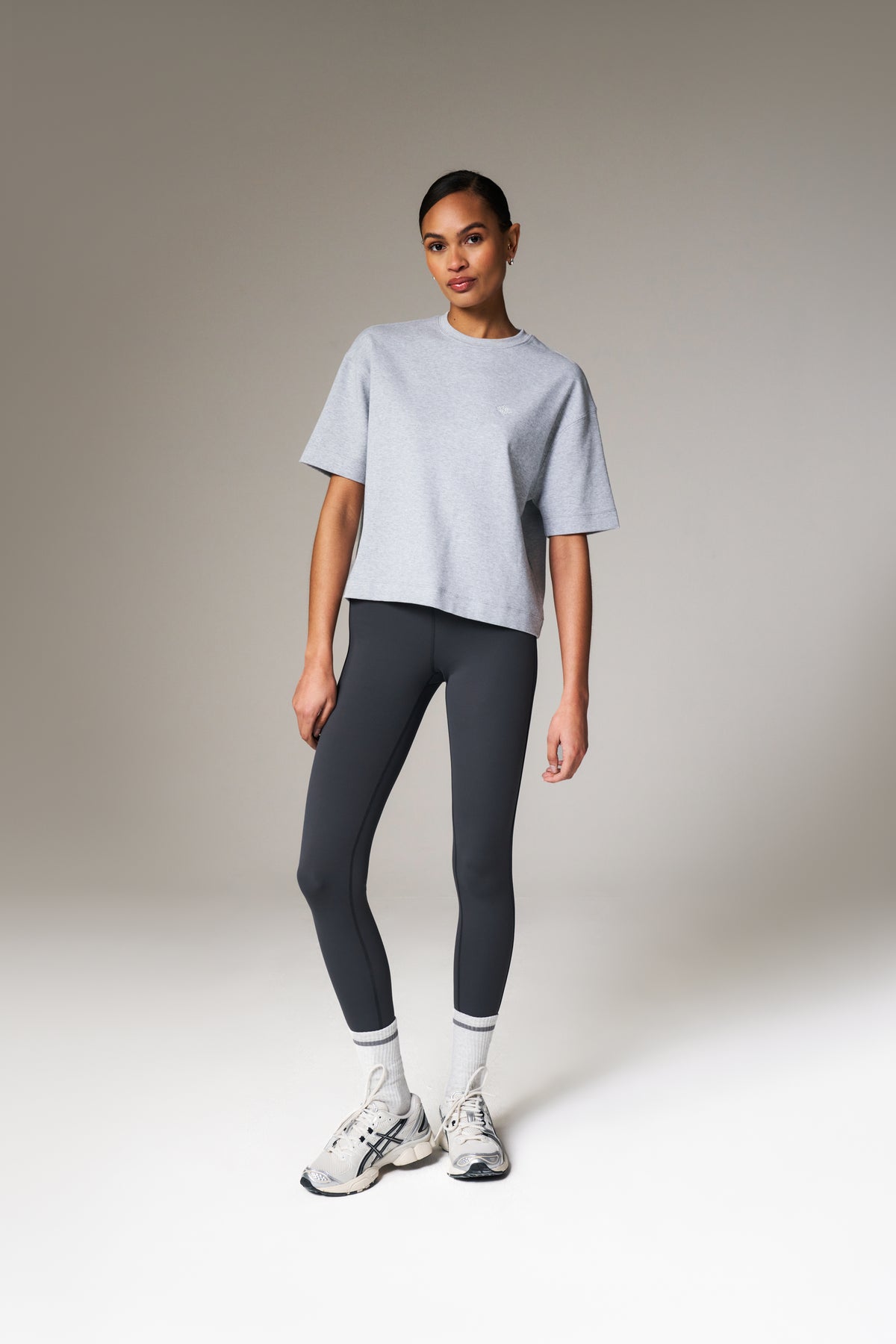EMBLEM REGULAR FIT T-SHIRT - GREY MARL