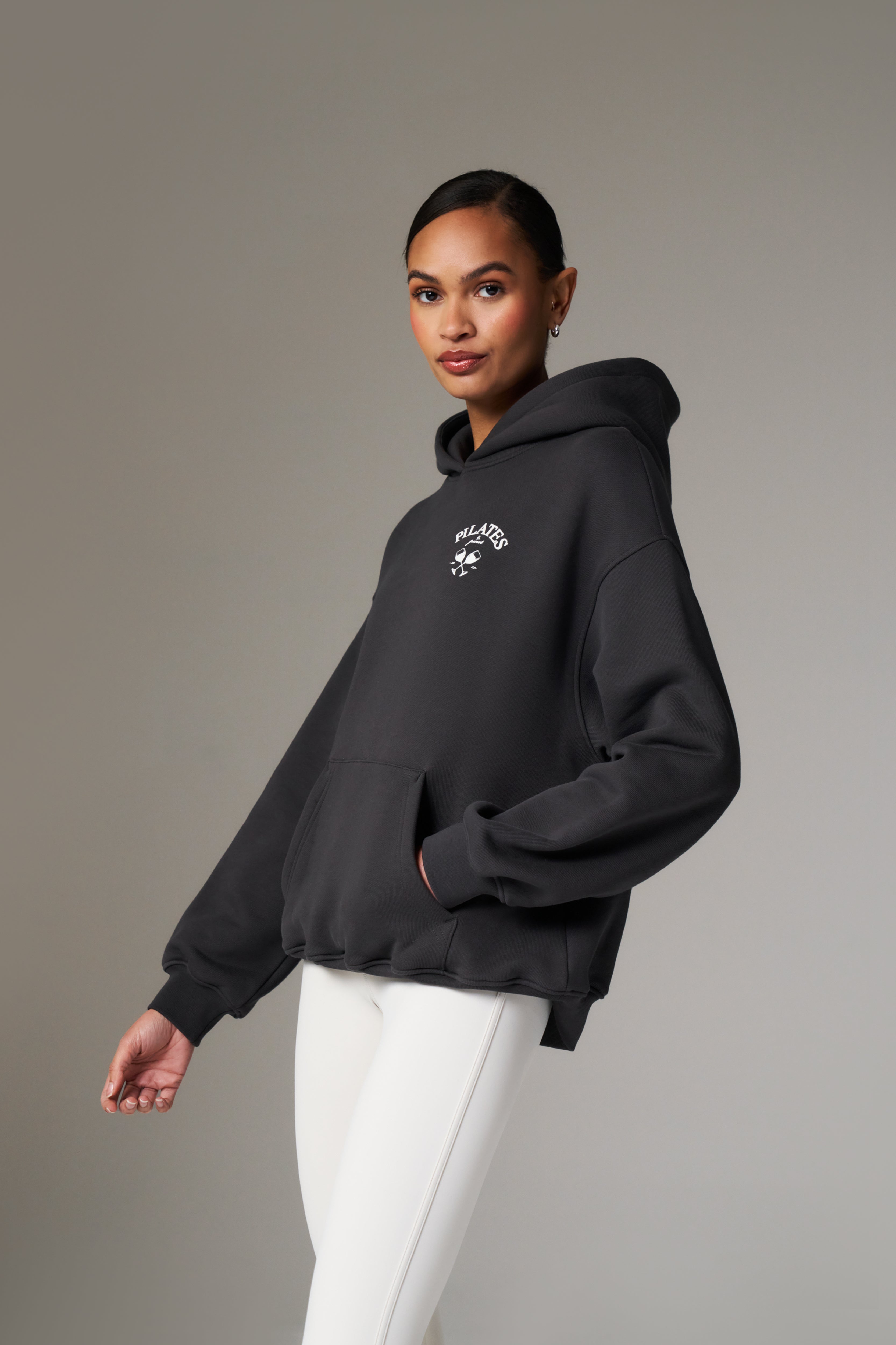 PILATES & PINOT OVERSIZED HOODIE - MIDNIGHT GREY | The Couture Club