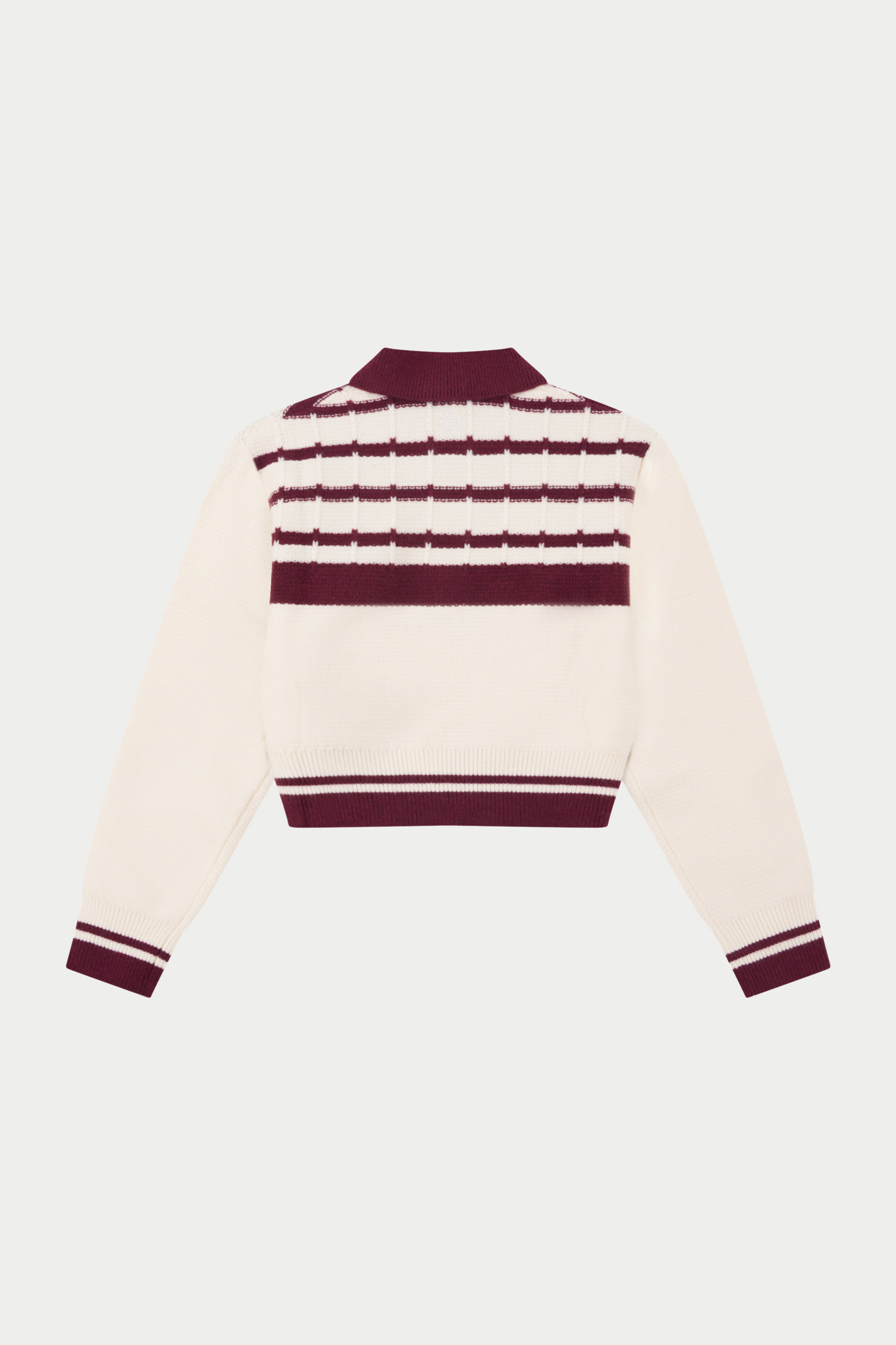 CONTRAST STRIPE KNITTED ZIP THROUGH - OFF WHITE