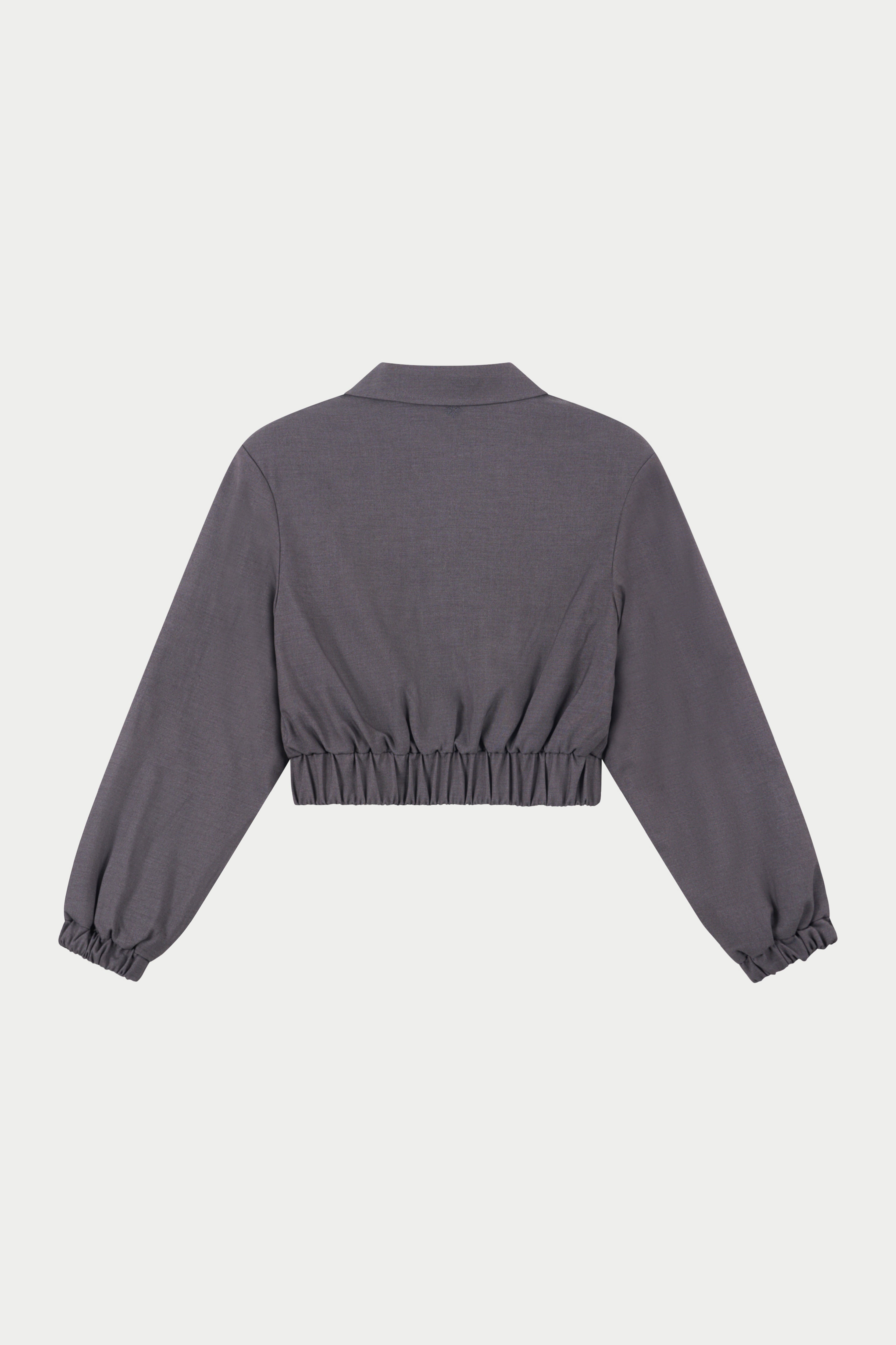 TAILORED SHOULDER PADDED BOMBER JACKET - GREY