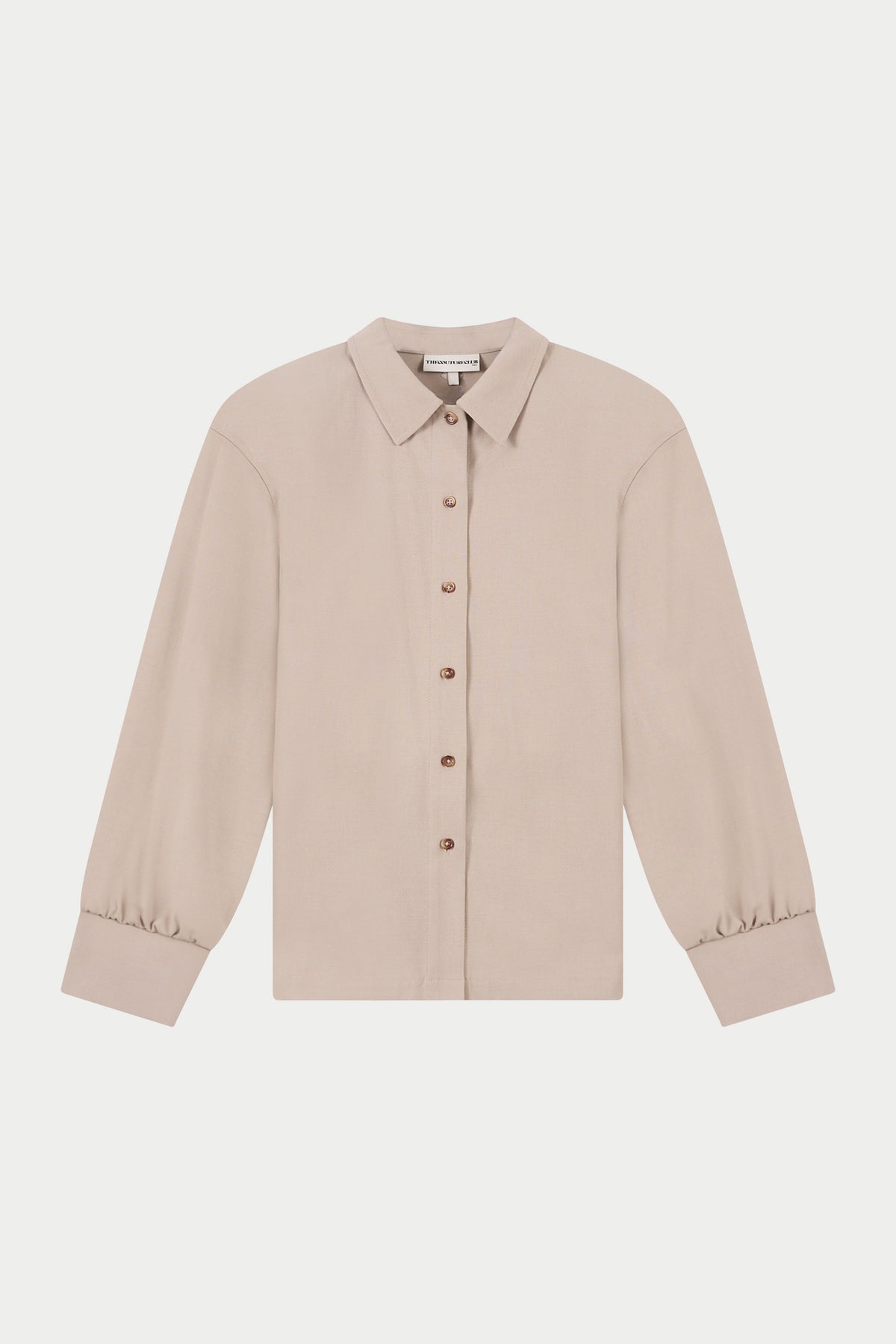 TAILORED SHOULDER PADDED SHIRT - BEIGE