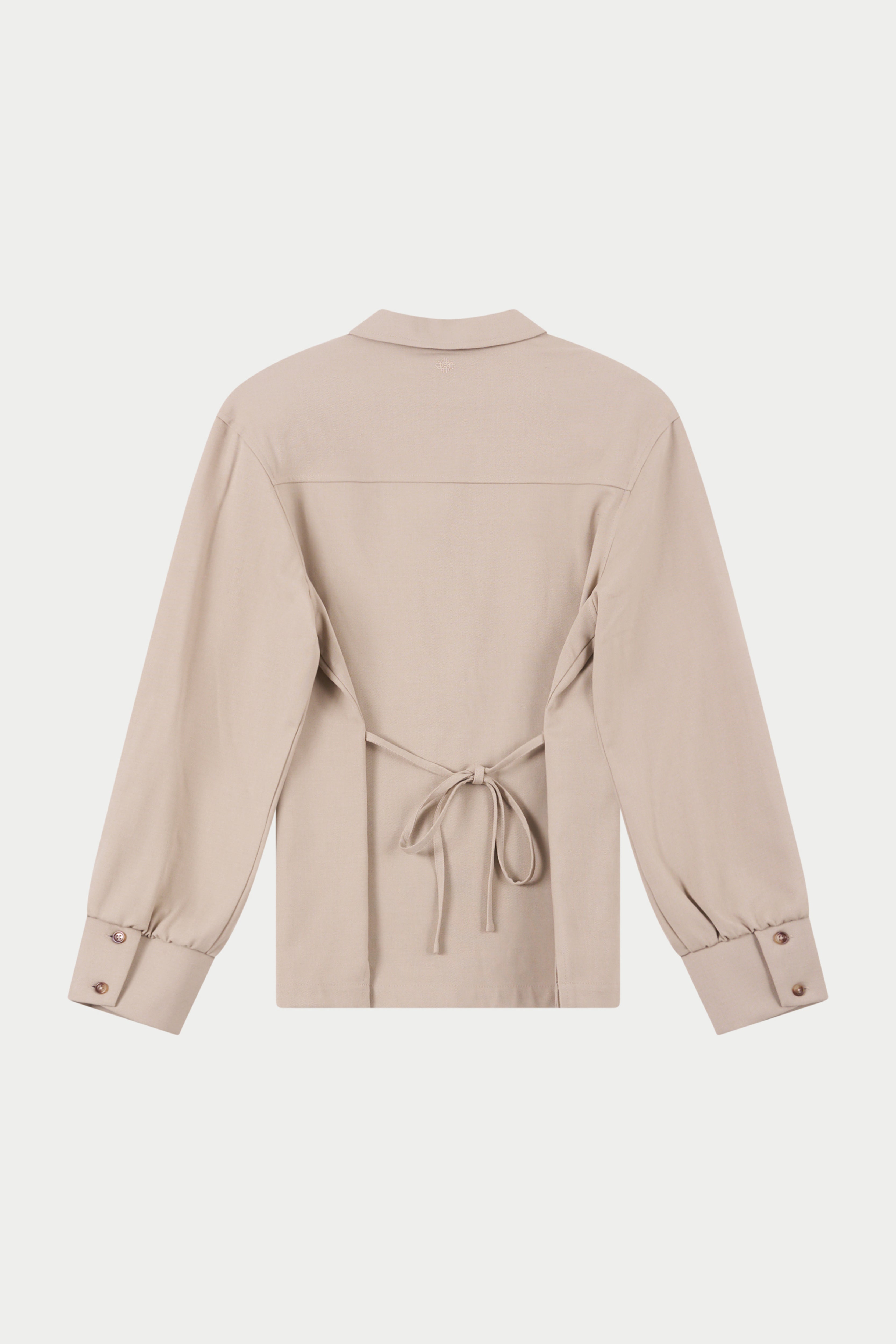 TAILORED SHOULDER PADDED SHIRT - BEIGE