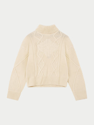 ROLL NECK EMBLEM JUMPER - CREAM