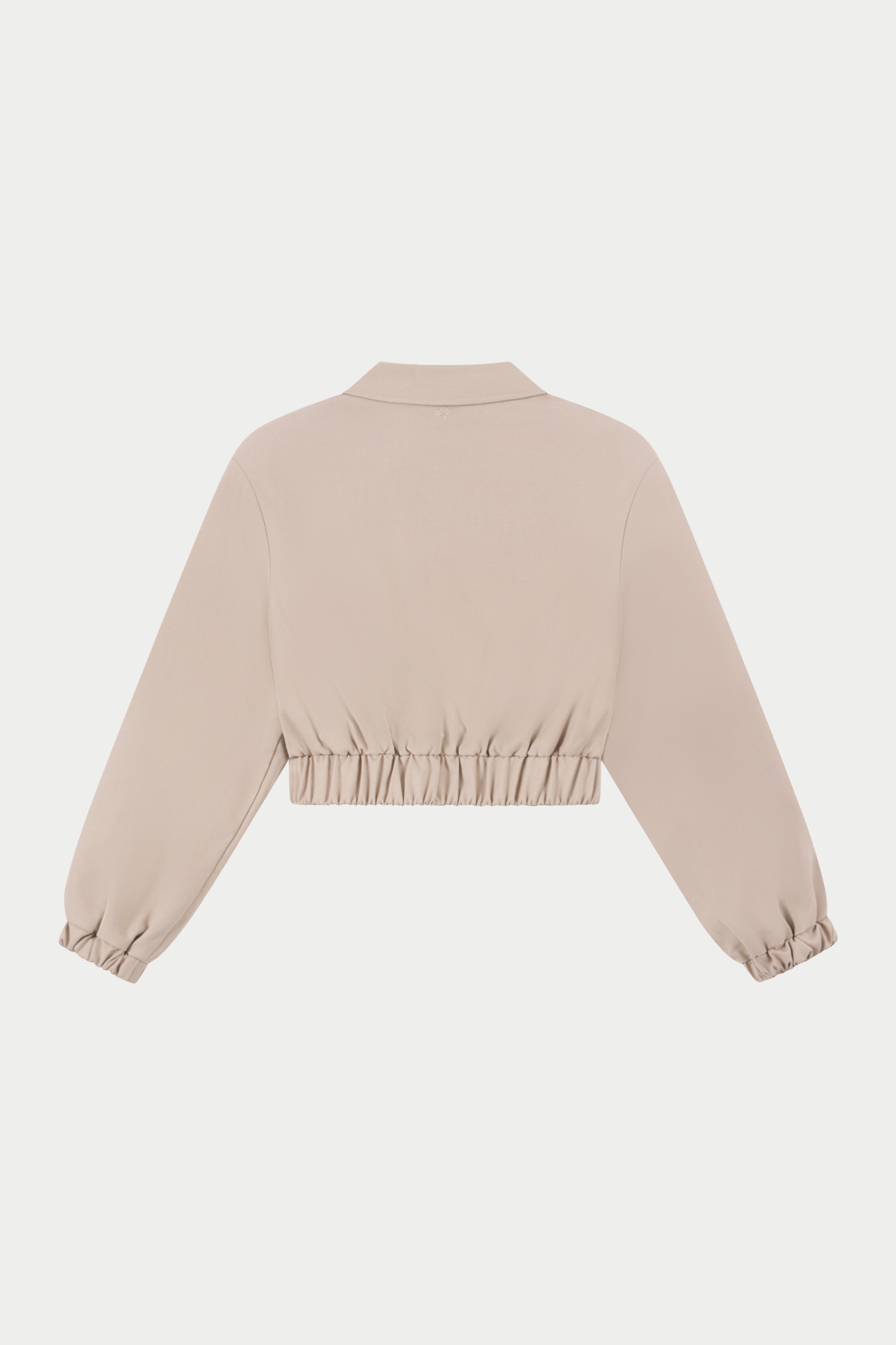 TAILORED SHOULDER PADDED BOMBER JACKET - BEIGE