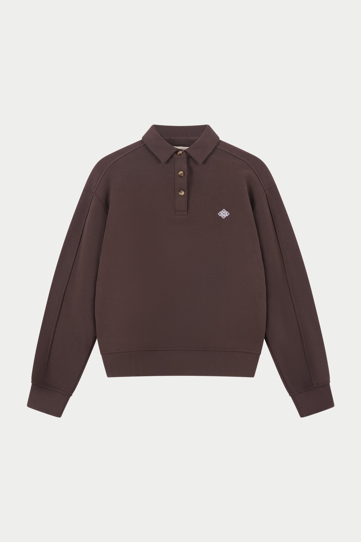 EMBLEM EMBROIDERED RUGBY POLO - CHOCOLATE