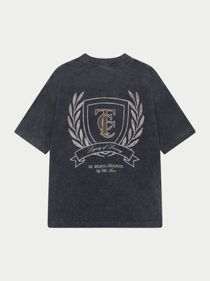 WASHED LAUREL VARSITY GRAPHIC T-SHIRT - BLACK