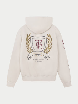 WASHED LAUREL VARSITY GRAPHIC HOODIE - OFF WHITE