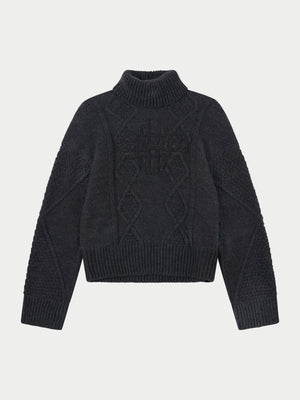 ROLL NECK EMBLEM JUMPER - CHARCOAL