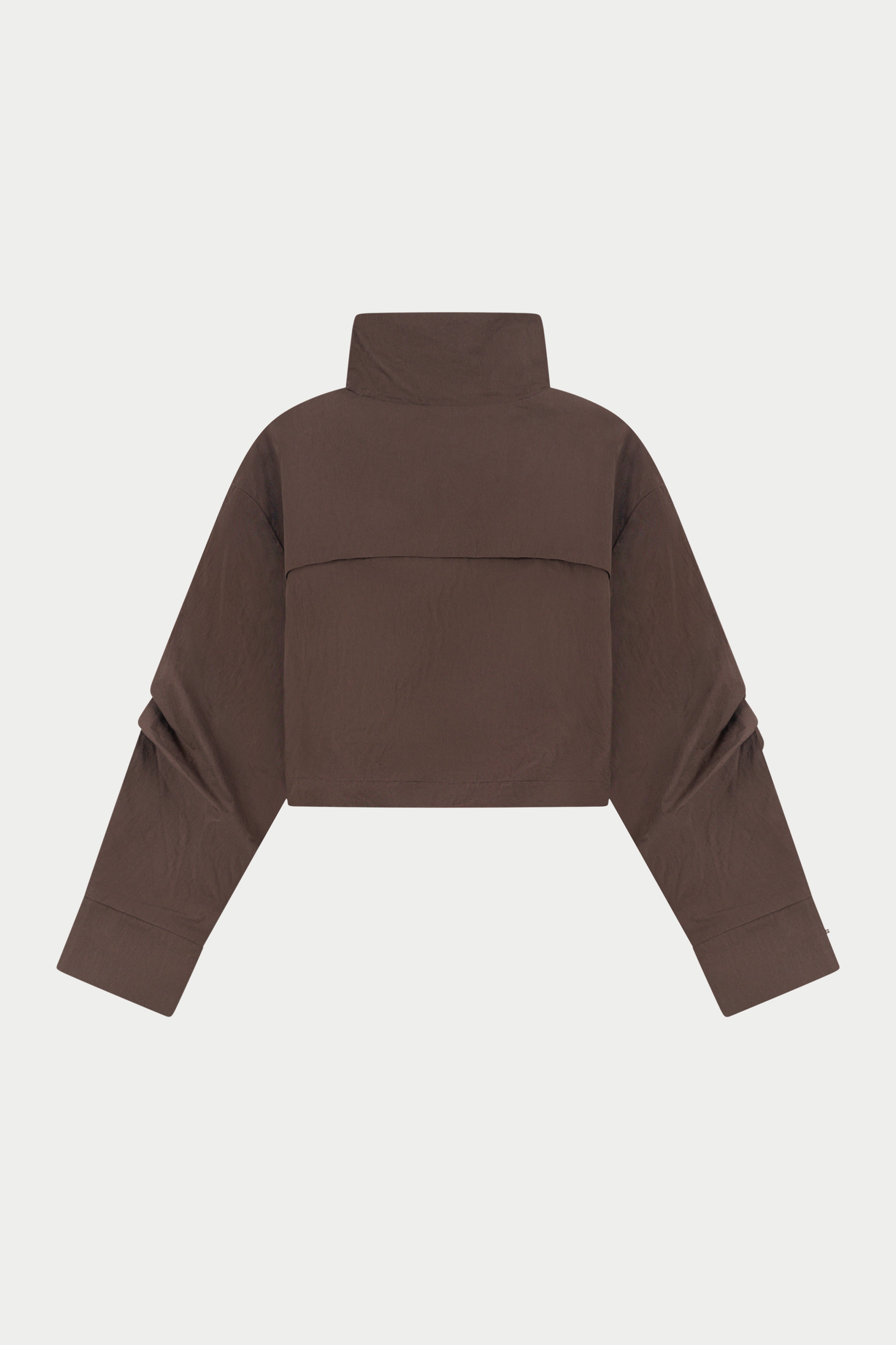 FUNNEL NECK SHELL JACKET - BROWN