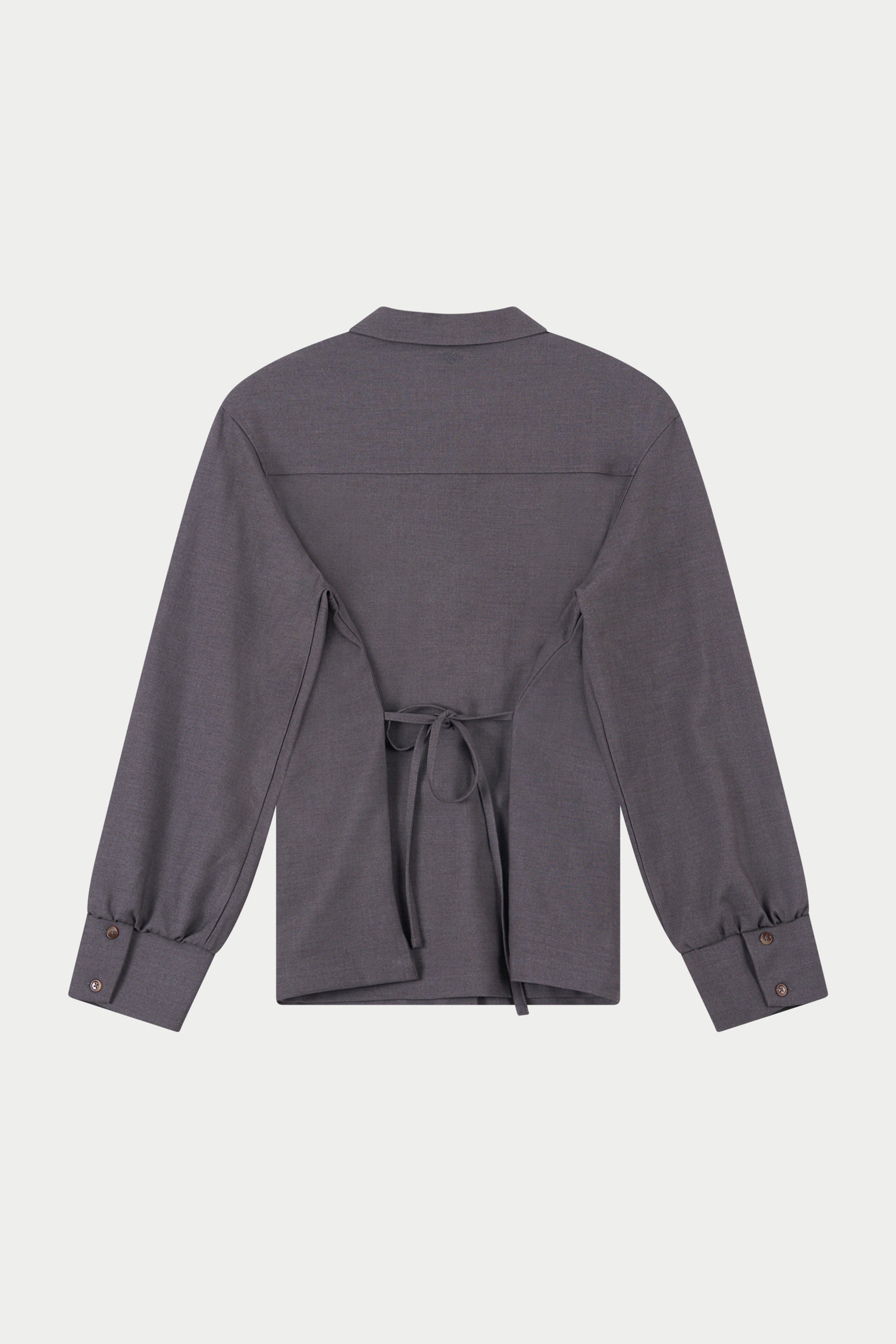 TAILORED SHOULDER PADDED SHIRT - GREY