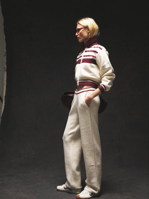 CONTRAST STRIPE KNITTED JOGGERS - OFF WHITE