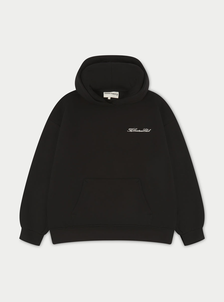 COUTURE SCRIPT PUFF SLEEVE HOODIE - BLACK – The Couture Club