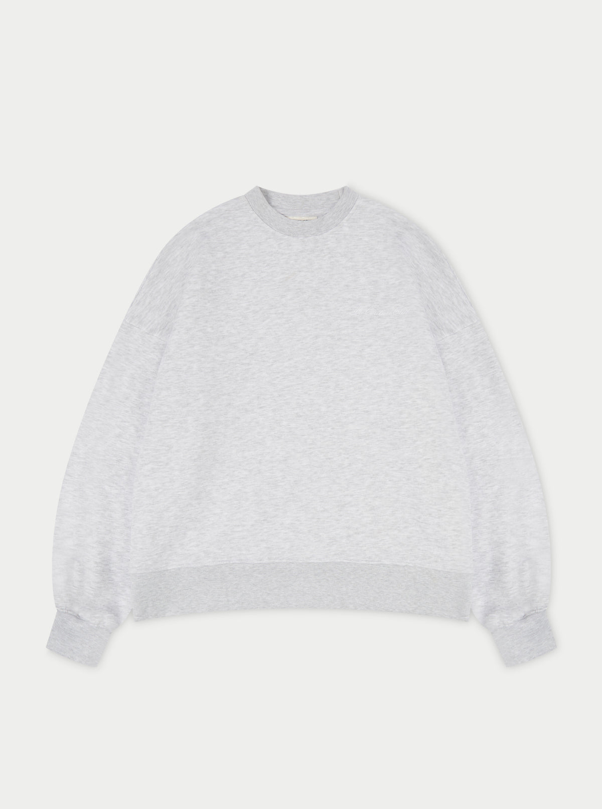 Couture Script Puff Sleeve Crew - Grey Marl