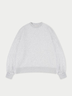 COUTURE SCRIPT PUFF SLEEVE CREW - GREY MARL