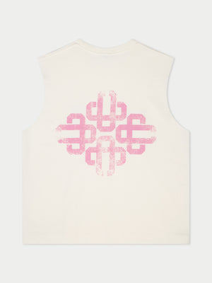 VINTAGE EMBLEM GRAPHIC CUT OFF VEST - OFF WHITE PINK